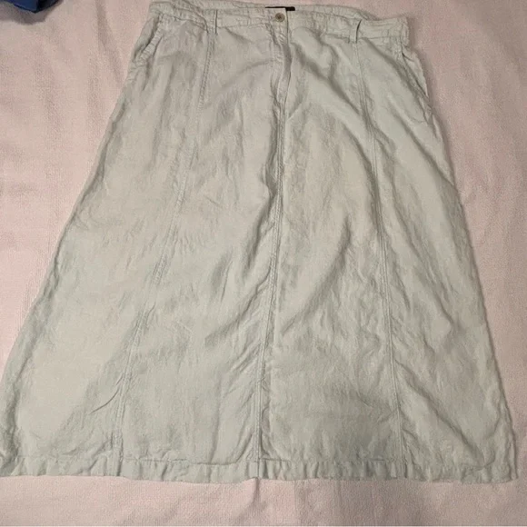 Talbot Maxi Skirt 100% Linen A-Line Sz 18 Seafoam Green Lagenlook Coastal Resort - Picture 8 of 10